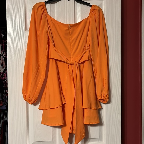 Orange romper with tie on back size small - Picture 2 of 5